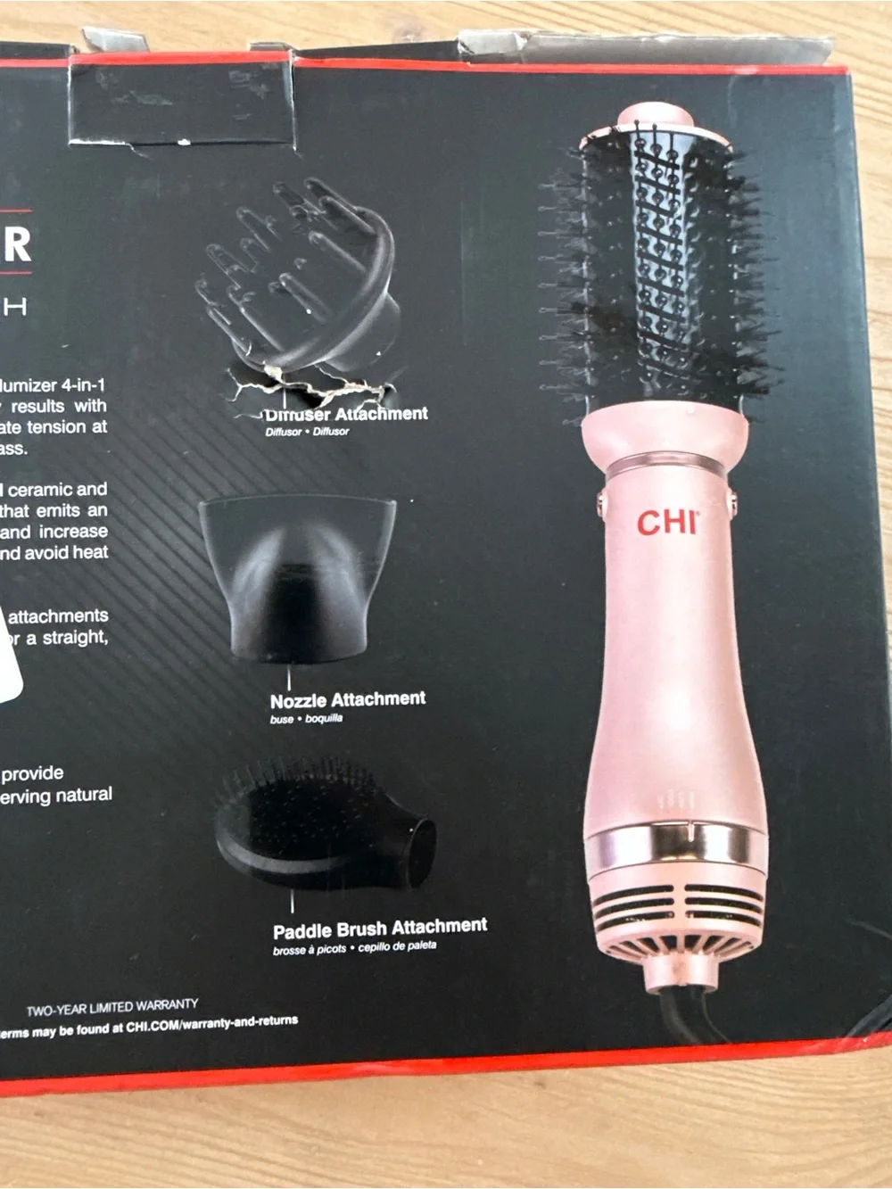 Chi Rose Gold 3-in-1 Hair Styler Brush - New